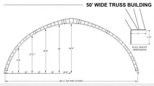 50' High Profile Hoop Barn Dimensions