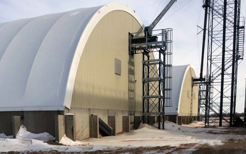 Storing grain in an 80' hoop buildiing