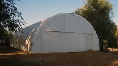 hoop building with sliding door