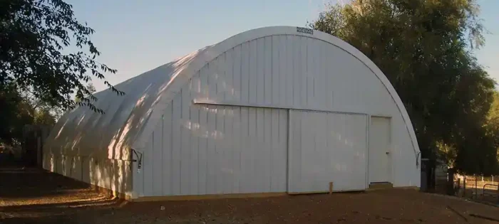 hoop building with sliding door