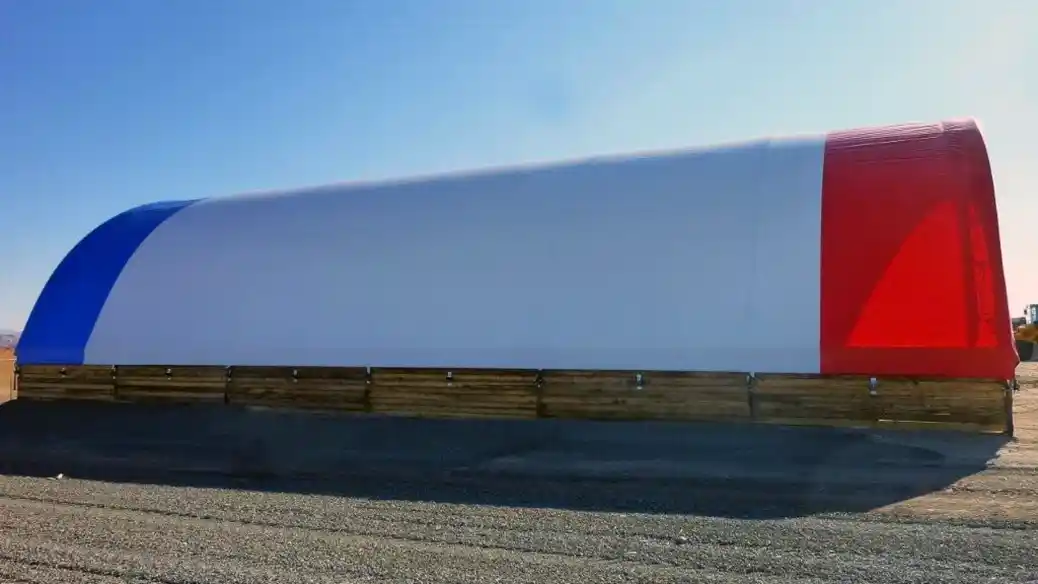 red white and blue hoop barn 60 feet wide low profile