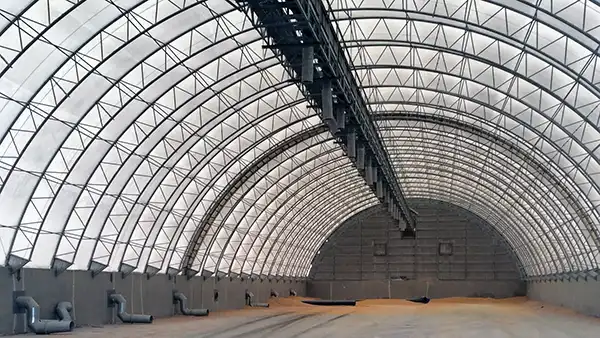 double truss grain storage hoop building