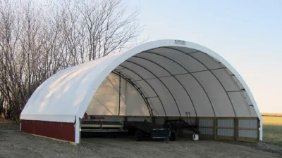 empty small tarp shed