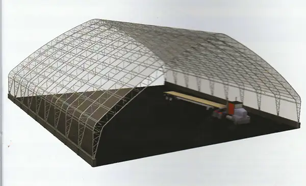 Artist's rendering of a clear span truss building.