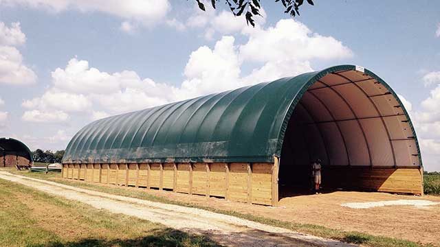 small hoop building 30 wide hay barn
